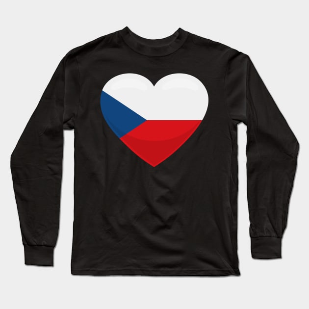 Czech Republic Flag Heart Long Sleeve T-Shirt by SunburstGeo